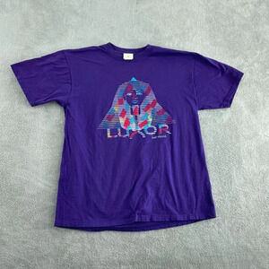 Luxor Las Vegas Graphic T-Shirt Purple Pyramid Creations Size L Cotton  1958